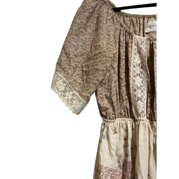 EUC Impression Floral Maxi Dress in Beige and Brown Size LG - Picture 3 of 13